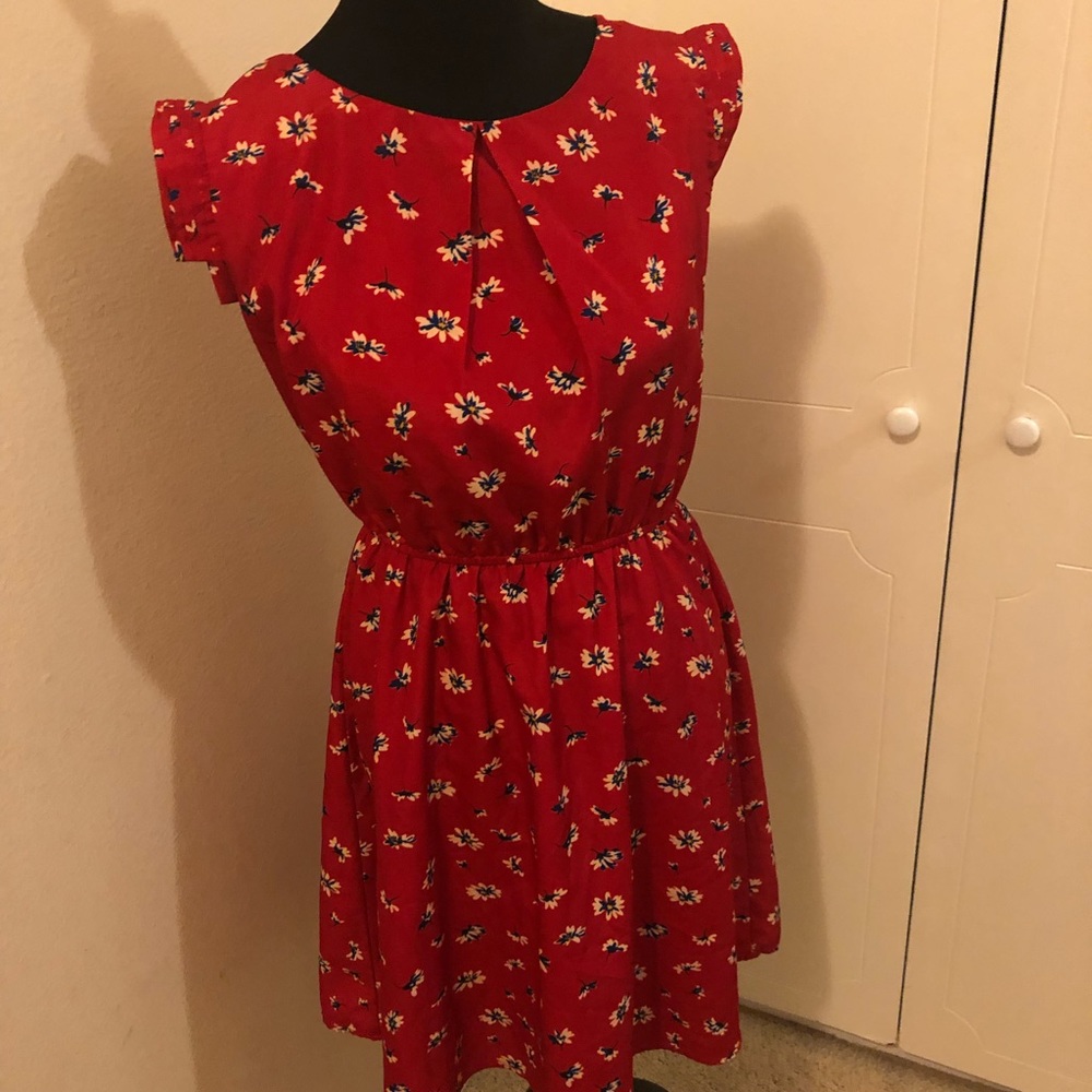Red floral dress from Modcoth.